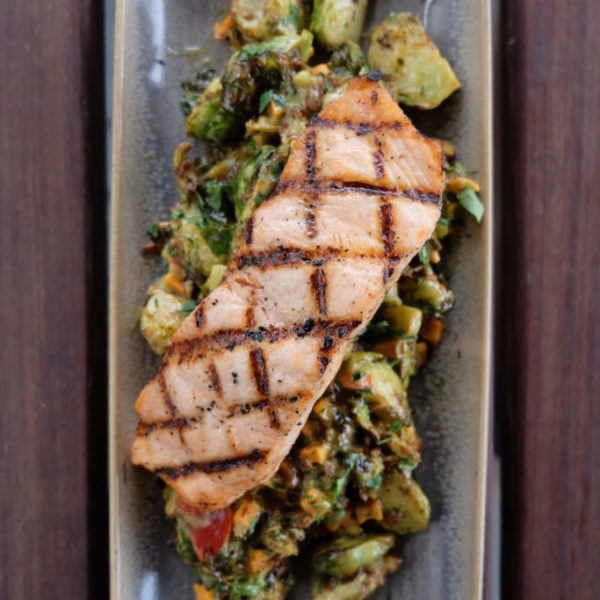 Brussels Salad with Salmon